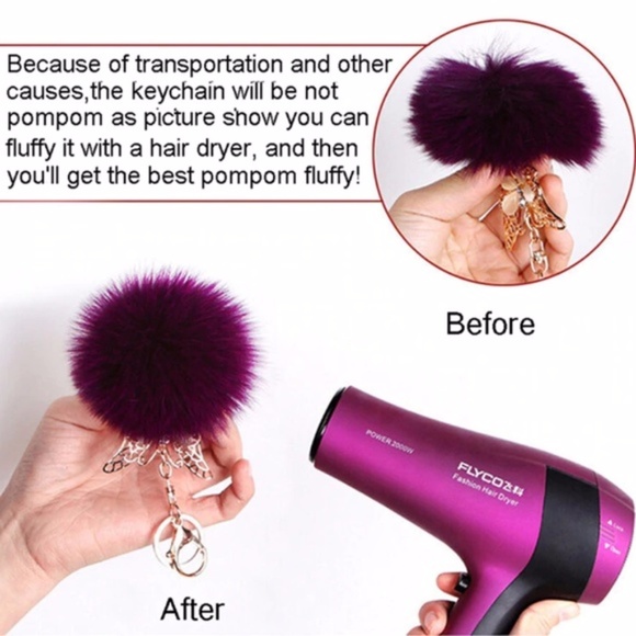 NEW Cute Fox Pom Pom Handbag Charm / Keychain 13 - Picture 2 of 2